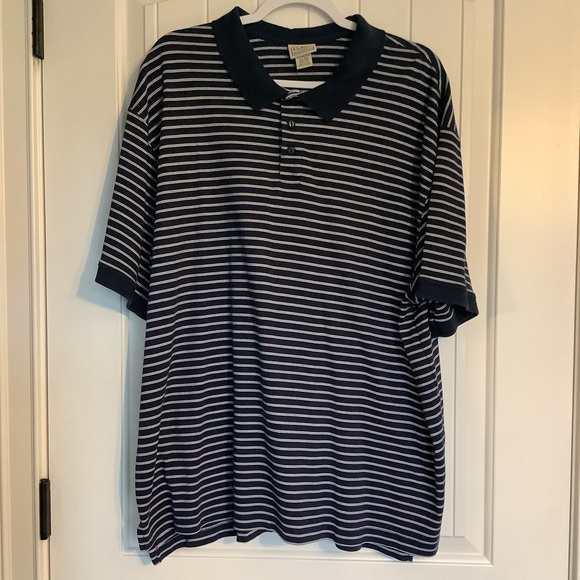 L.L. Bean Other - L.L. Bean Men's‎ Polo Shirt - Dark Blue and White Stripes
